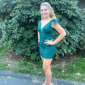 Hunter green homecoming dress